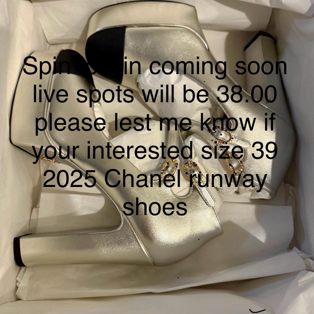 Chanel Silver Platform Heels. SPIN to WIN